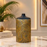 Modern Black &amp; Antique Gold Geometric Decorative Vase