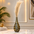 Elegant Black &amp; Antique Gold Striped Decorative Vase [fiber]