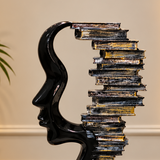 Modern Black &amp; Gold Abstract Face Sculpture[fiber]