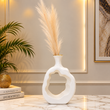Modern White Abstract Cutout Decorative Vase [fiber]