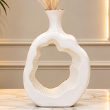Modern White Abstract Cutout Decorative Vase [fiber]