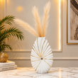 Elegant White &amp; Gold Shell-Inspired Decorative Vase [fiber]