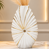 Elegant White &amp; Gold Shell-Inspired Decorative Vase [fiber]