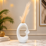 Modern White Sculptural Open-Cutout Decorative Vase [fiber]