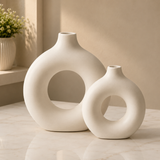 Nordic Ceramic Donut Vase Set (Set of 2)
