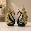 Royal Obsidian &amp; Gold Swan Pair