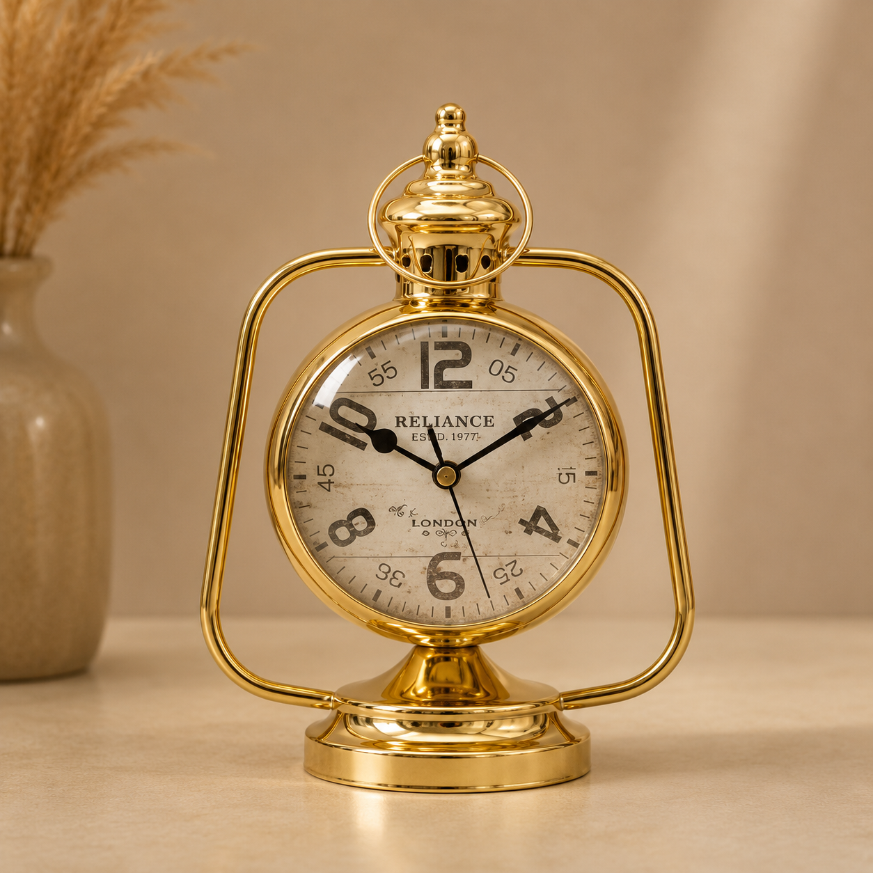 Golden Lantern Table Clock