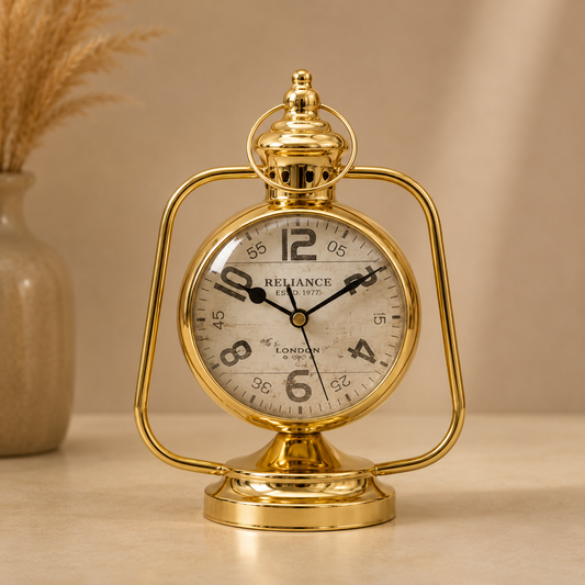 Golden Lantern Table Clock