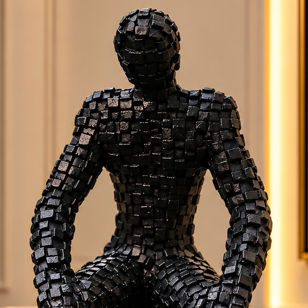 Luxury Black Mosaic Human Sculpture – Modern Decorative Showpiece
