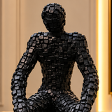 Luxury Black Mosaic Human Sculpture – Modern Decorative Showpiece