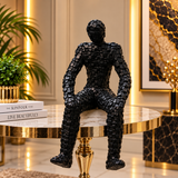 Luxury Black Mosaic Human Sculpture – Modern Decorative Showpiece