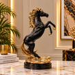 Majestic Black &amp; Gold Rearing Horse Figurine [fiber]