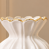 White &amp; Gold Fluted Vase [ceramic]