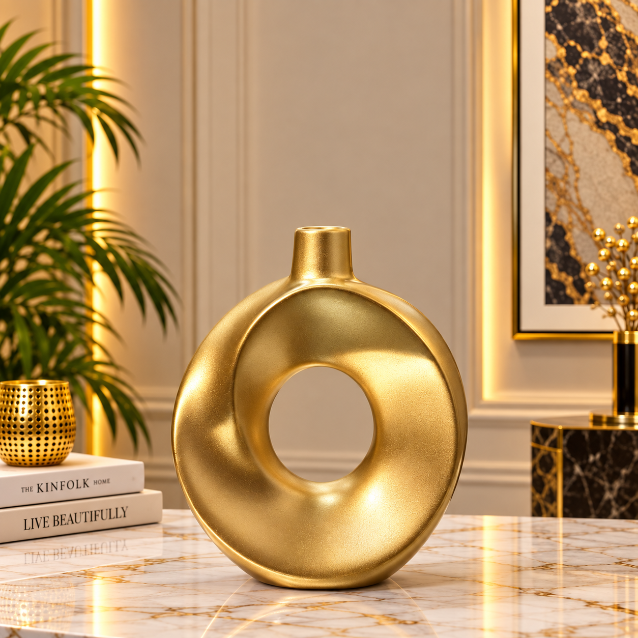 Golden Sculptural Ring Vase [fiber]