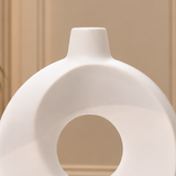 White Fluted Decorative Vase [fiber]