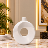 White Fluted Decorative Vase [fiber]