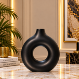 Modern Black Sculptural Ring Vase [fiber]
