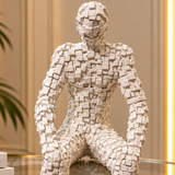 Luxury White Mosaic Human Sculpture – Modern Decorative Showpiece