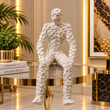 Luxury White Mosaic Human Sculpture – Modern Decorative Showpiece