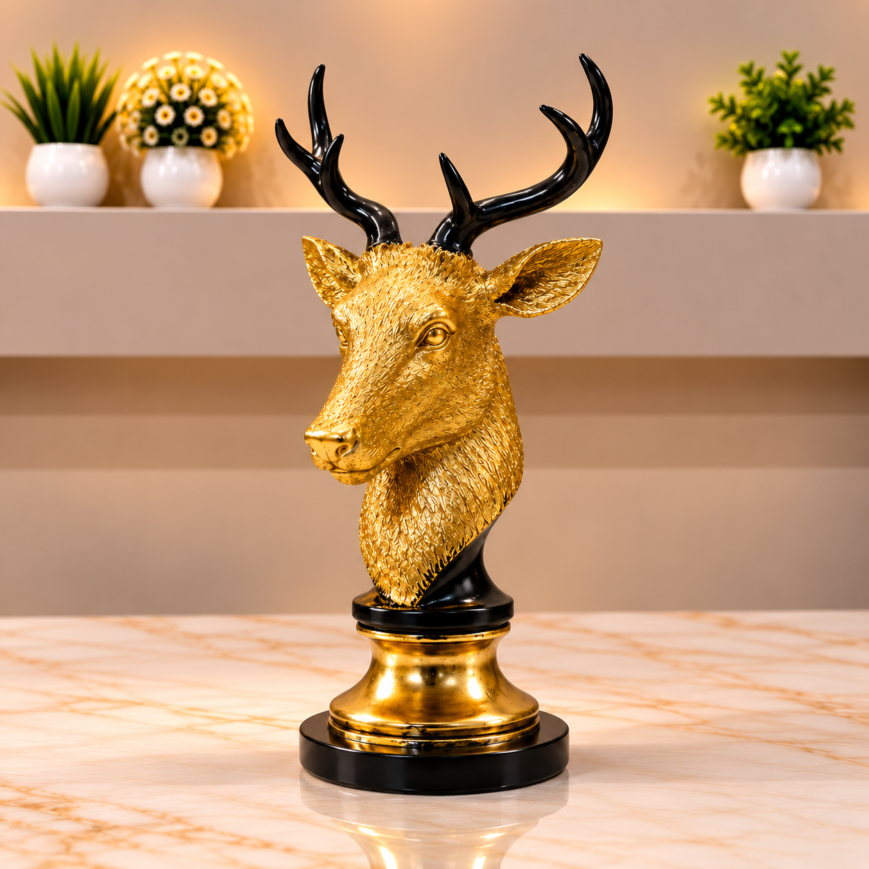 Golden Majesty Deer Bust