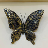 Antique Black &amp; Gold Wall Mounted Butterflies (Set of 2) fiber