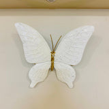 Pristine White &amp; Gold Wall Mounted Butterflies (Set of 2) fiber
