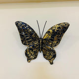Antique Black &amp; Gold Wall Mounted Butterflies (Set of 2) fiber