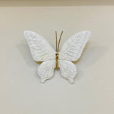 Pristine White &amp; Gold Wall Mounted Butterflies (Set of 2) fiber