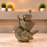Textured Golden Birds Trio Sculpture