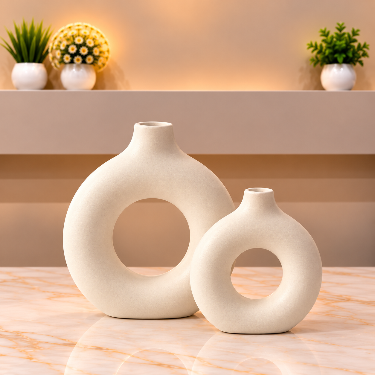 Nordic Ceramic Donut Vase Set (Set of 2)