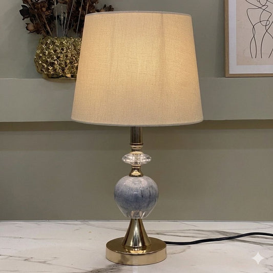 Marble Ball Crystal Table Lamp Pair