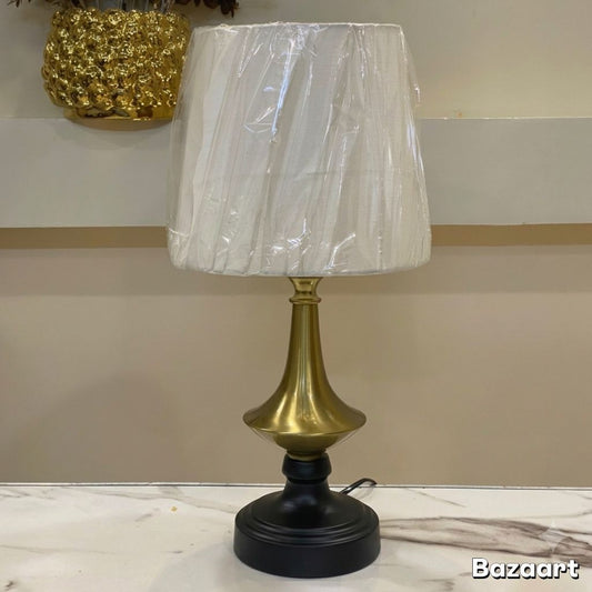 Brass Matka Black Base Table Lamp Pair