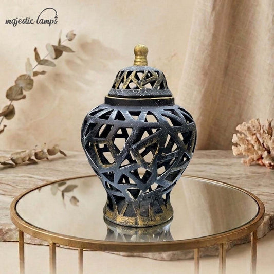 Fiber Urn Vase with Cutout Triangle