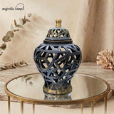 Fiber Urn Vase with Cutout Triangle