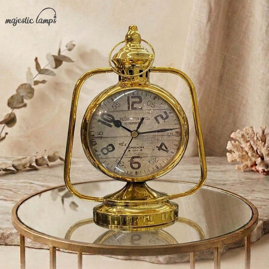 Golden Lantern Table Clock