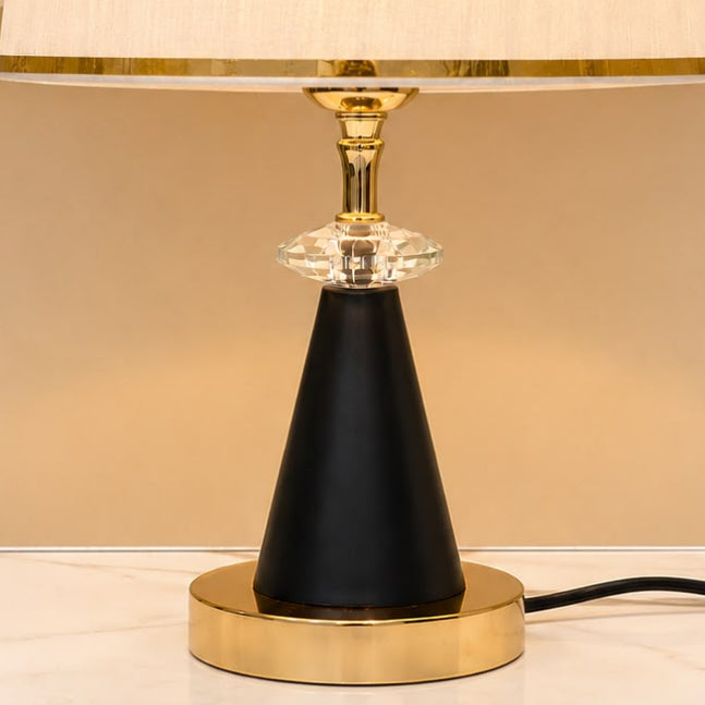 V Cone Crystal Table Lamp Pair