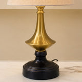 Brass Matka Black Base Table Lamp Pair