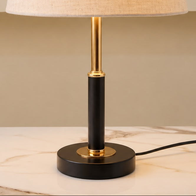 Contemporary Black &amp; Polished Brass Column Metal Table Lamp [pair]