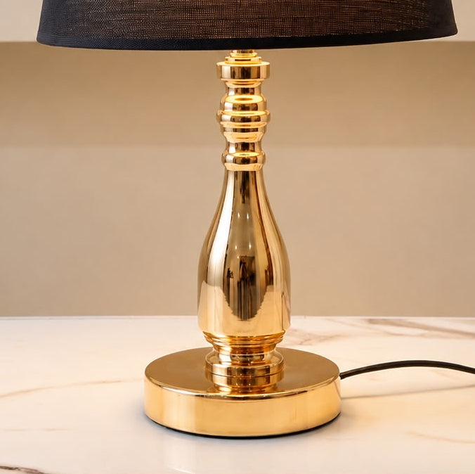 Elegant Mirror-Finish Polished Gold Sculptural Metal Table Lamp [pair]