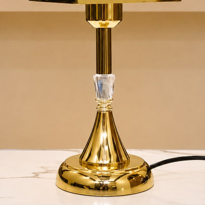 The Golden Grid Geometric Table Lamp pair