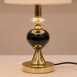 Black Marble &amp; Crystal Ball Table Lamp (Pair)