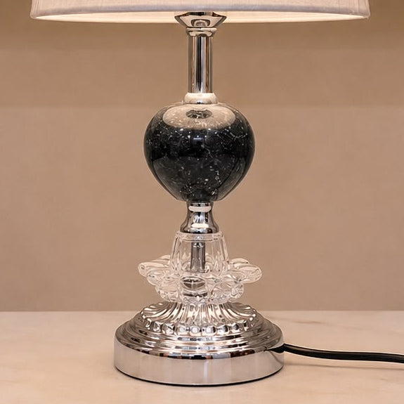 Silver Crystal Table Lamp Pair