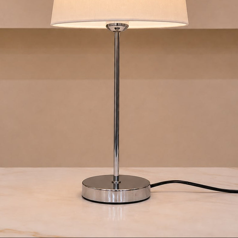 Silver Simple Rod Table Lamp Pair