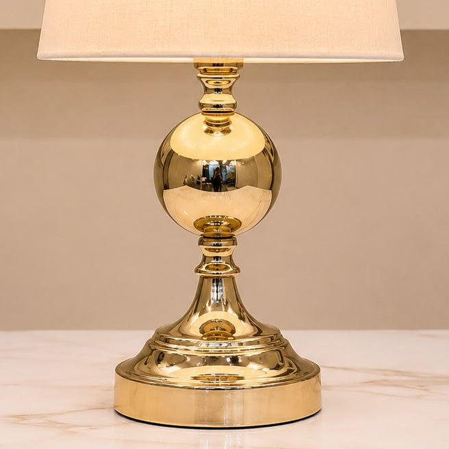 Golden Ball Table Lamp Pair