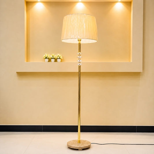 Luxe Crystal-Accented Brushed Gold Standing Floor Lamp