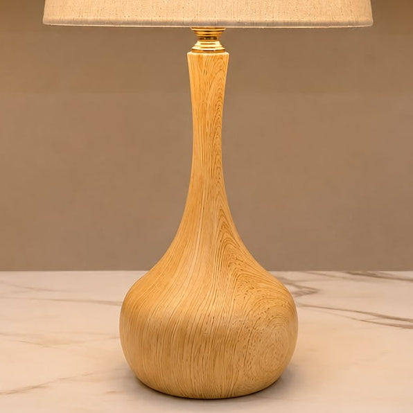 Natural Wood-Effect matel body surai Table Lamp pair