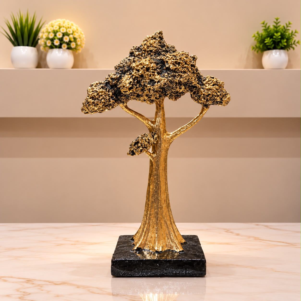 Golden Bonsai Tree Decorative Showpiece – Luxury Black &amp; Gold Finish
