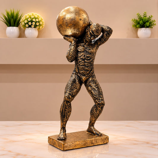 Athletic Figure with Golden Sphere – Luxury Decorative Sculpture