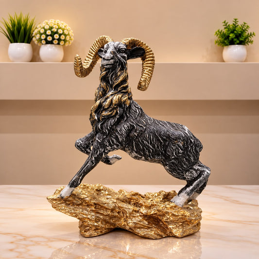 markhor Black &amp; Gold Ram Decorative Showpiece – Luxury Statement Décor