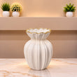 White &amp; Gold Fluted Vase [ceramic]